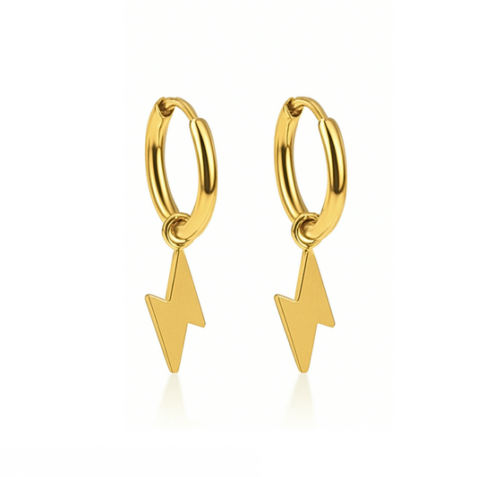 Baby lightning charm hoops - Gold