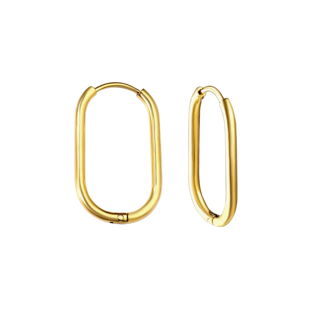 18mm Thin oval hoop - Gold