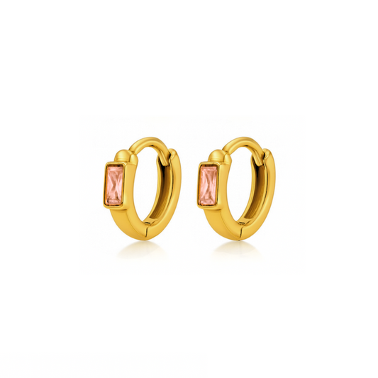 6mm baguette diamond style hoops - Gold