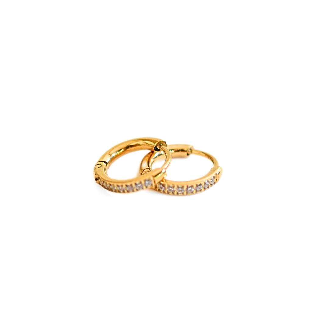 8mm Slim diamond style hoops - Gold