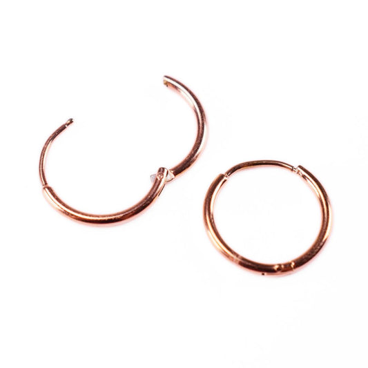 8mm thin hinged hoops - Rose gold