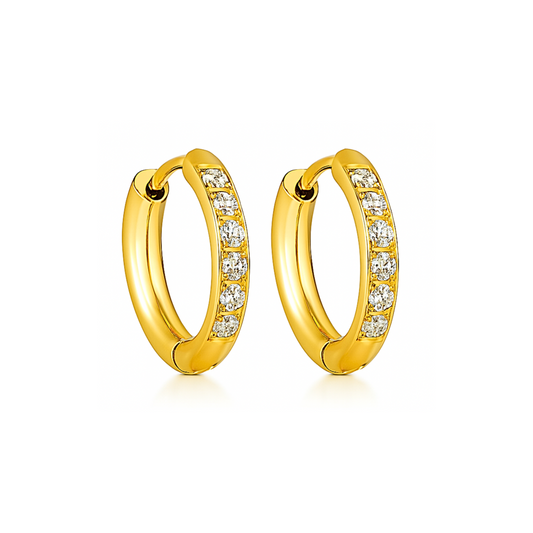 12mm classic diamond style hoops - Gold