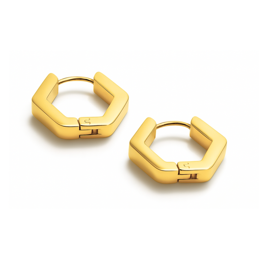 Chunky hexagon hoops - Gold