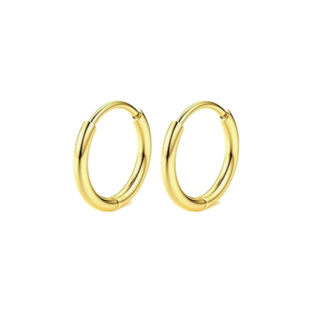 10mm thin hinged hoops - Gold