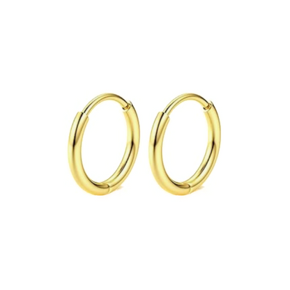 10mm thin hinged hoops - Gold