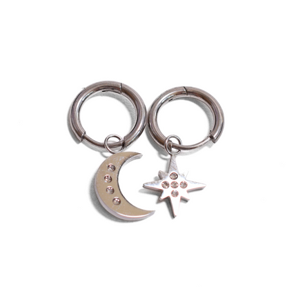 Moon and sun hoops - Silver