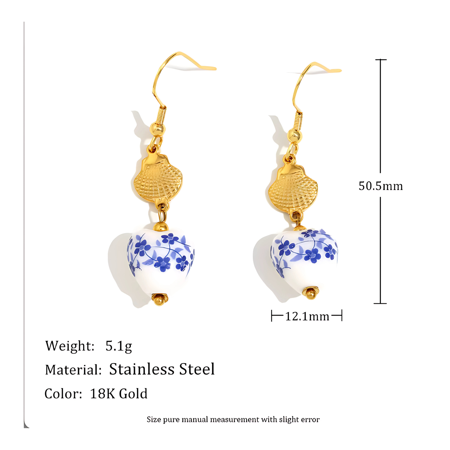 Dangled shell studs - Gold
