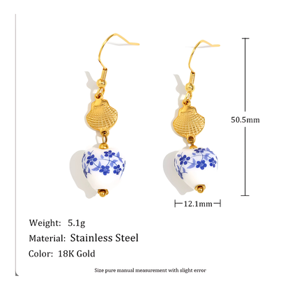 Dangled shell studs - Gold