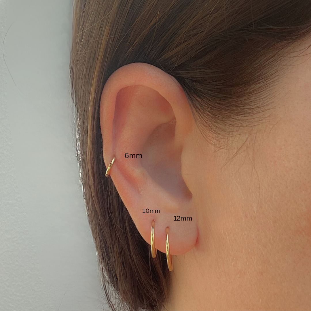 10mm thin hinged hoops - Gold