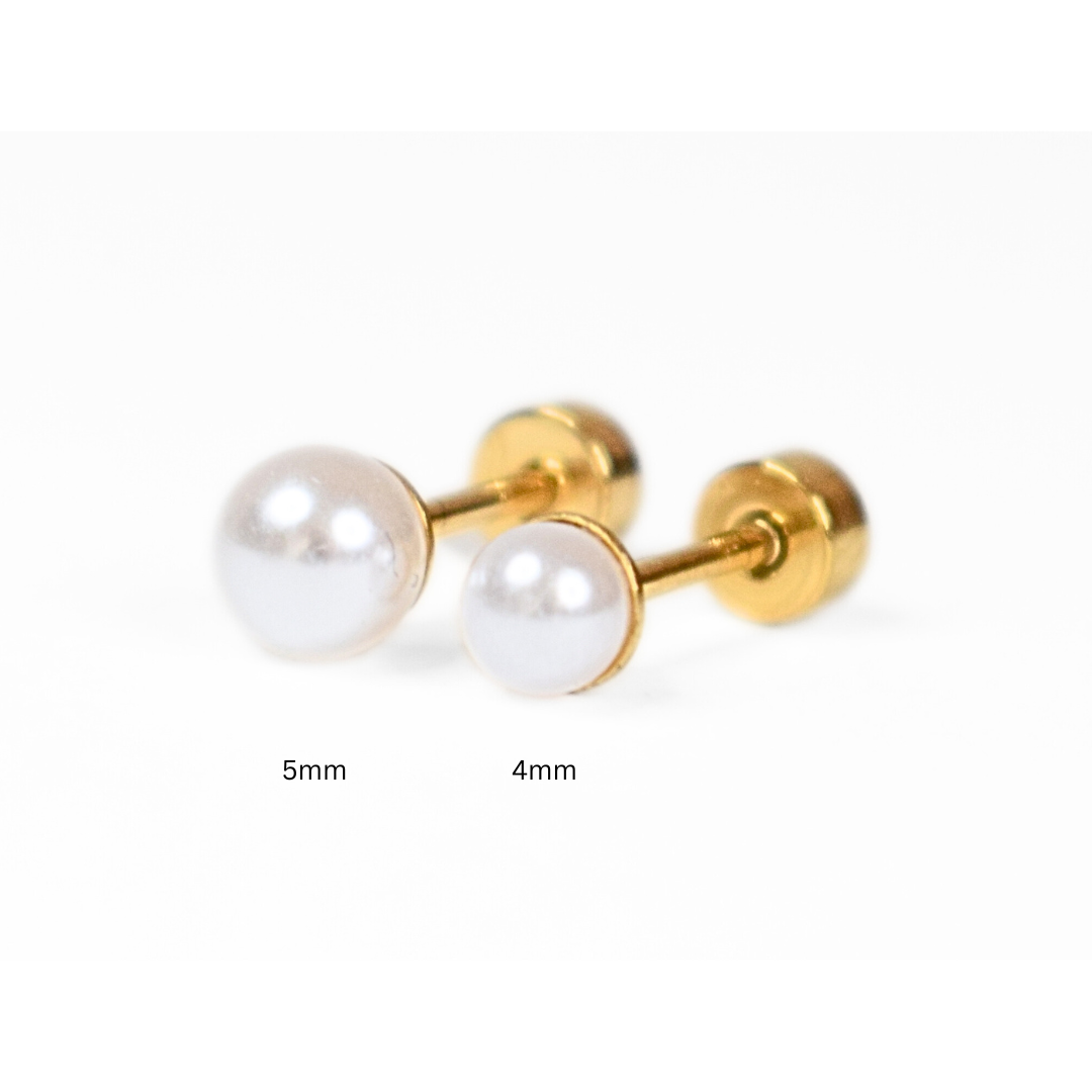 5mm Pearl studs - Gold - TheEarringCollective