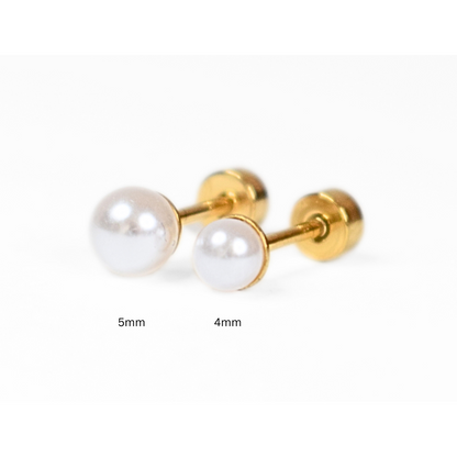 5mm Pearl studs - Gold - TheEarringCollective