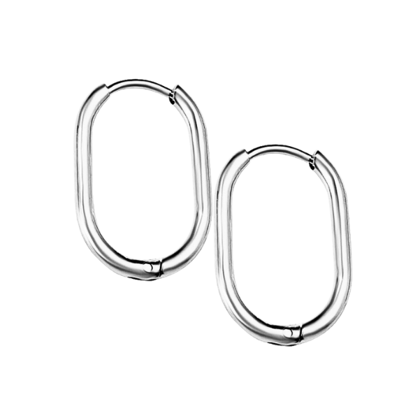 20mm Thin oval hoop - Silver