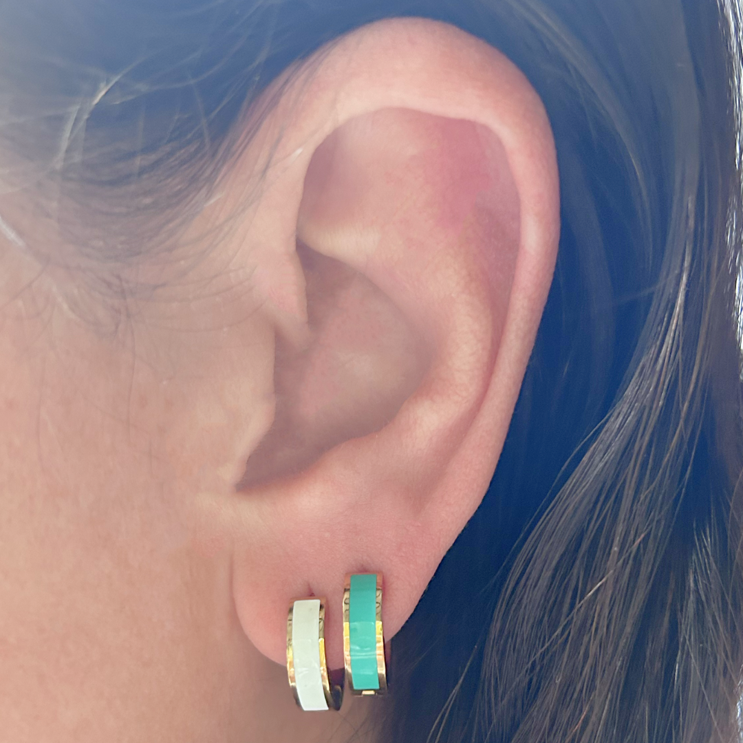 10mm Summer green hoops - Gold - TheEarringCollective