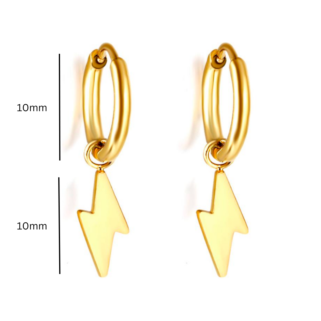 Baby lightning charm hoops - Gold - TheEarringCollective