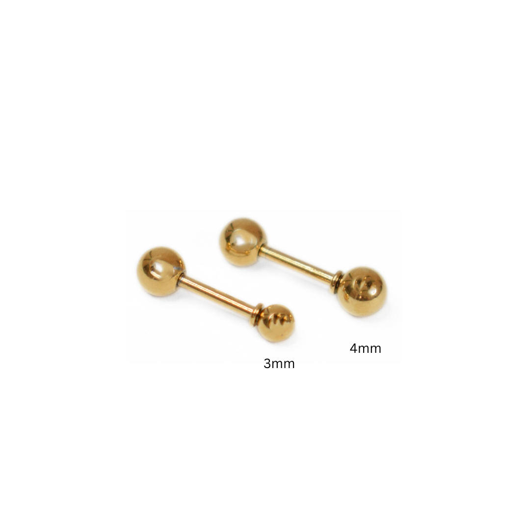 4mm Double ball studs - Gold - TheEarringCollective