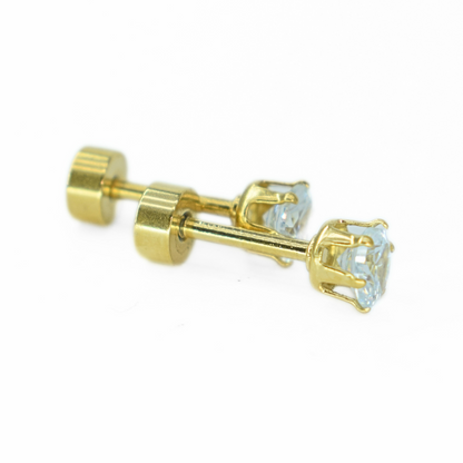 4mm Diamond studs - Gold - TheEarringCollective