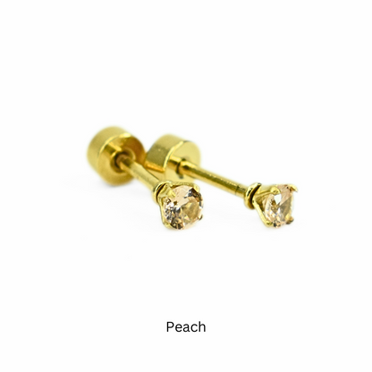 3mm Multi Colour diamond studs - Gold - TheEarringCollective