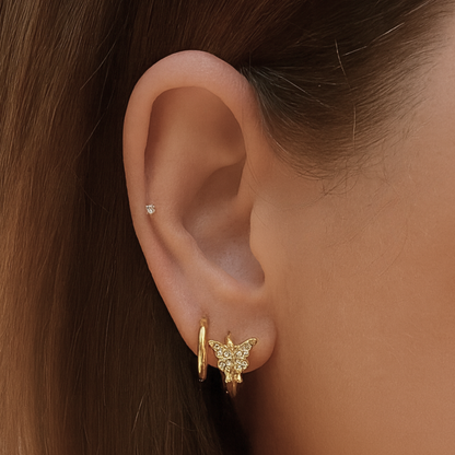 10mm sparkled butterfly hoops - Gold