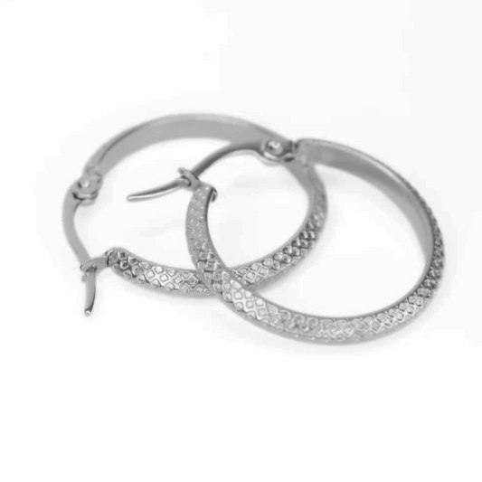 Printed hoops - Silver - TheEarringCollective