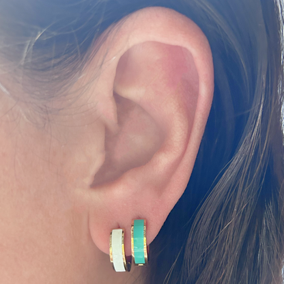 10mm White hoops - Gold - TheEarringCollective