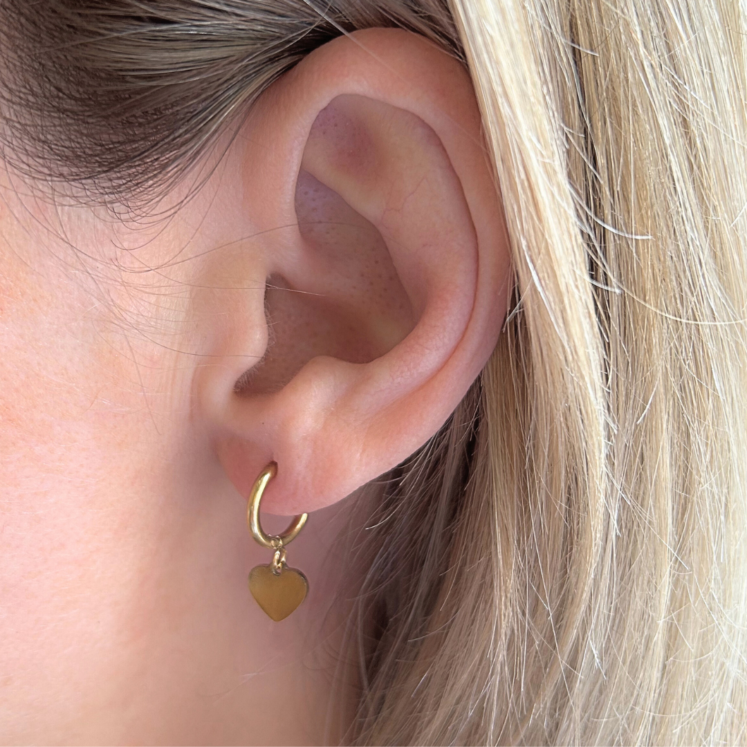 Gold Heart Stud Earrings - Gold Plated Sterling Silver