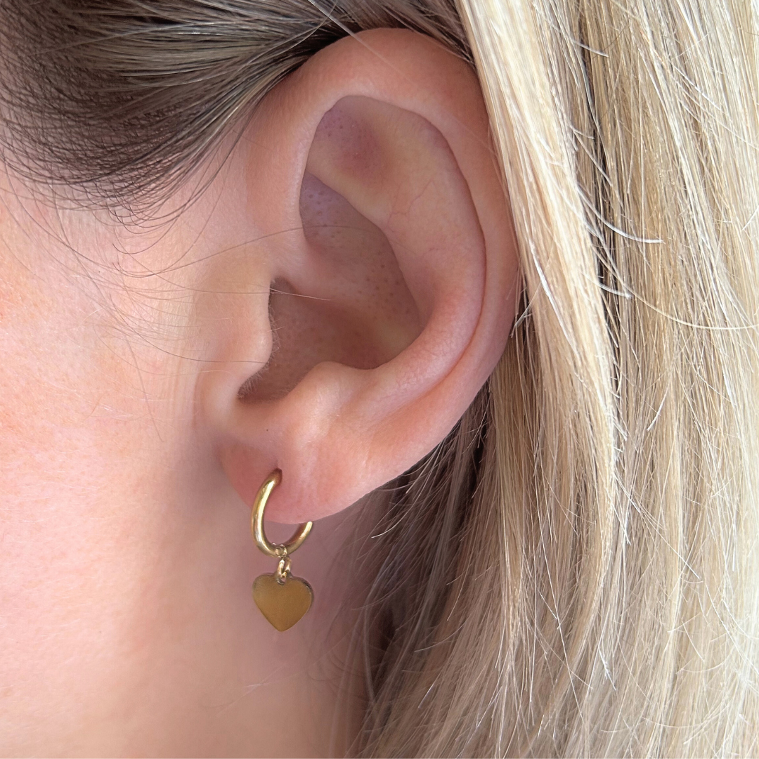 Heart gold hot sale hoop earrings