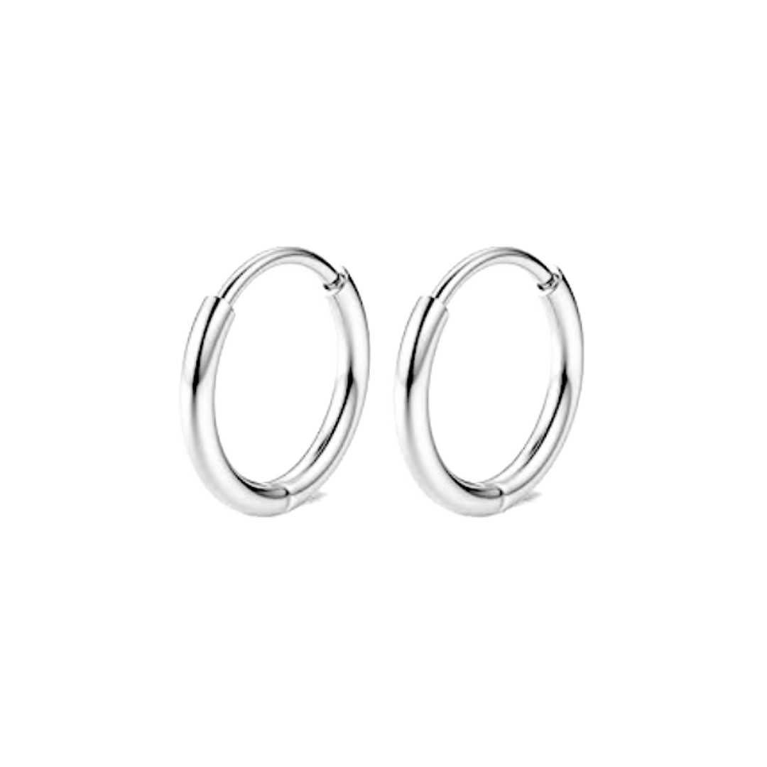 10mm thin hinged hoops - Silver