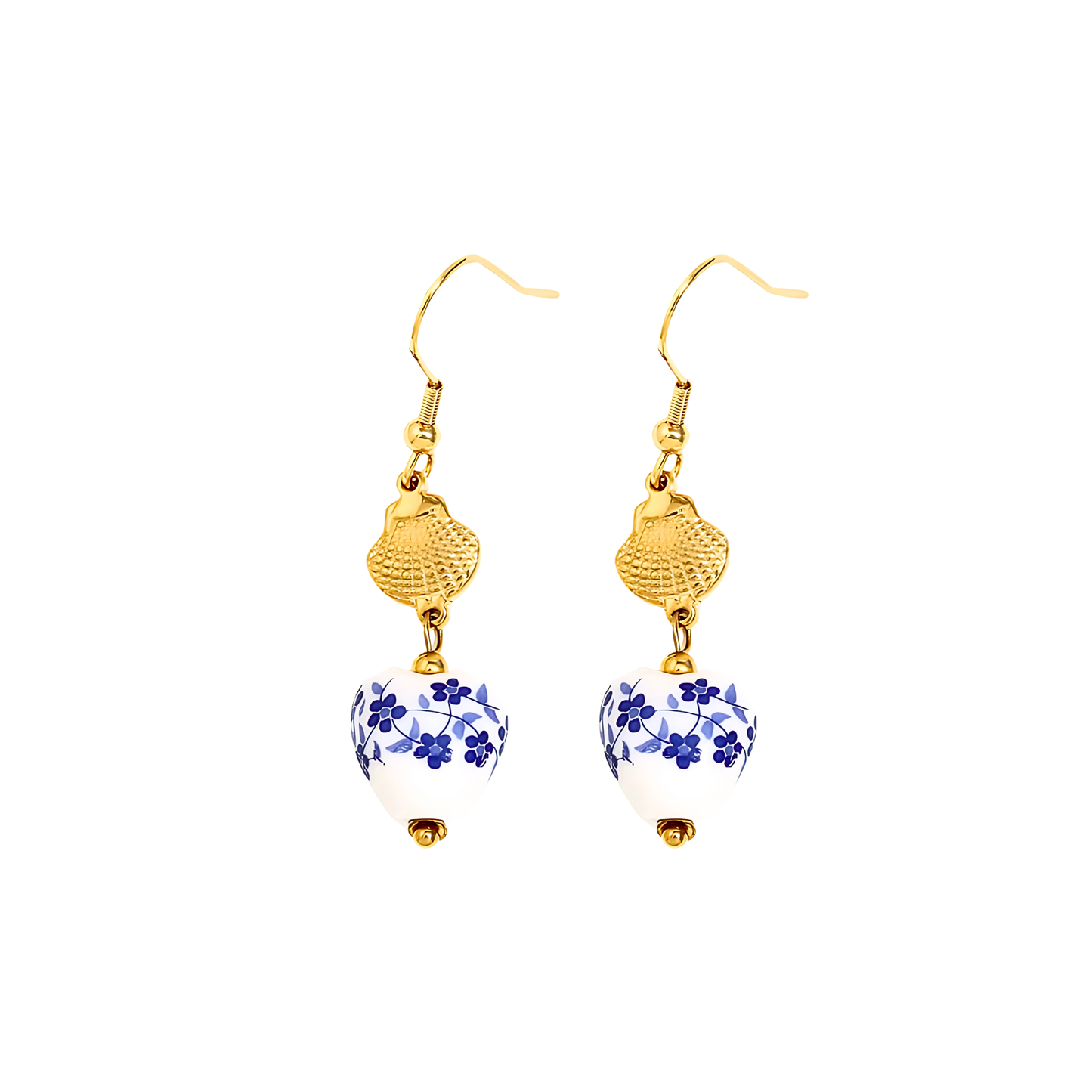 Dangled shell studs - Gold