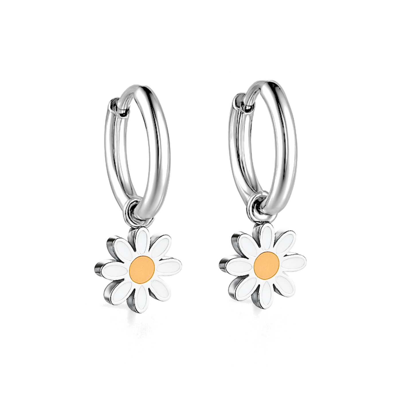 Daisy charm hoops - Silver