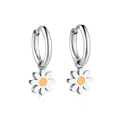 Daisy charm hoops - Silver