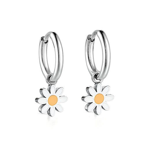 Daisy charm hoops - Silver