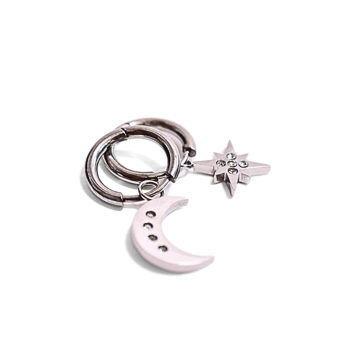 Moon and sun hoops - Silver