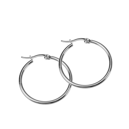 35mm Thin oversized hoops - Silver