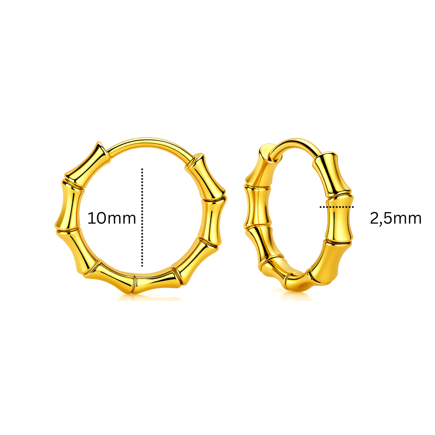 10mm bamboo hoops - Gold