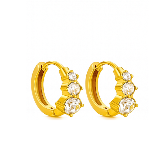 10mm Multi sized diamond style hoops - Gold
