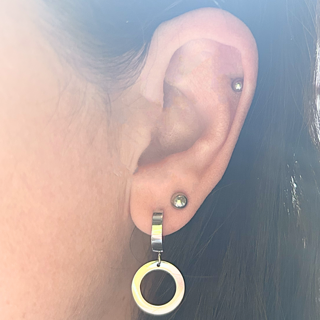 Dangled circle hoops - Silver - TheEarringCollective