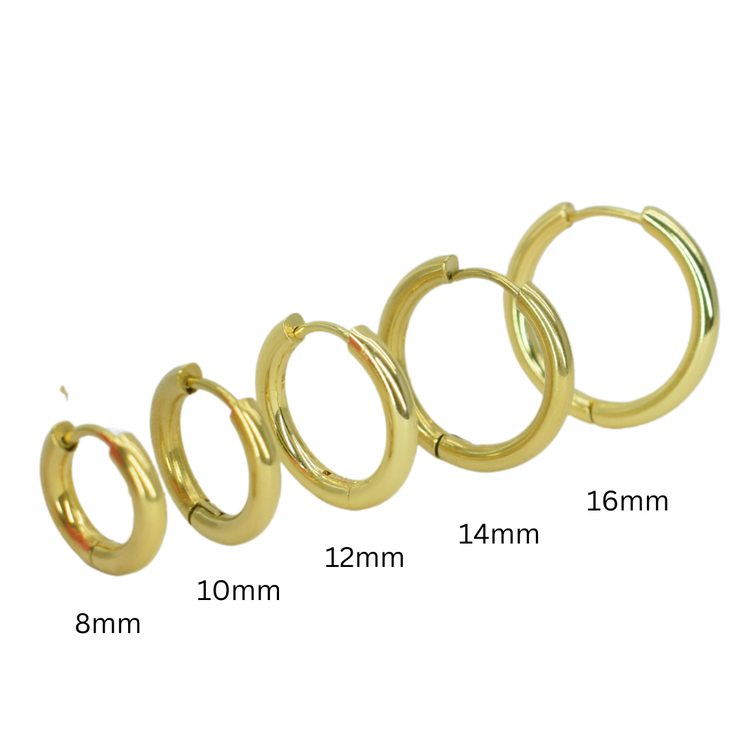 16mm Classic hoops - Gold - TheEarringCollective