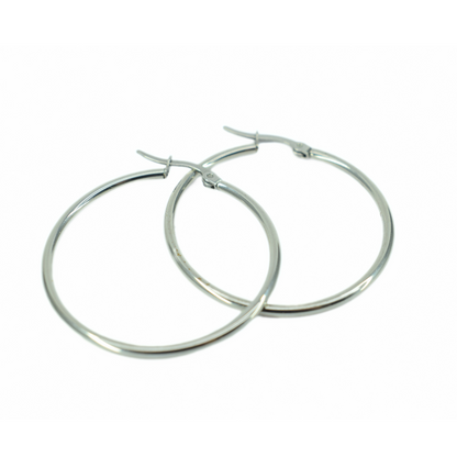 35mm Thin oversized hoops - Silver - TheEarringCollective