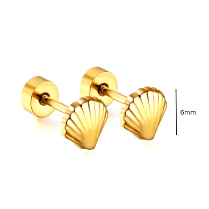 Baby shell studs - Gold - TheEarringCollective