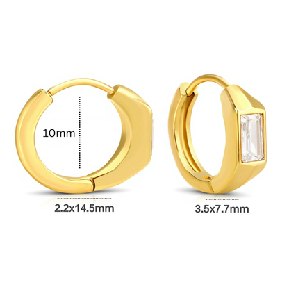 10mm baguette diamond style hoops - Gold
