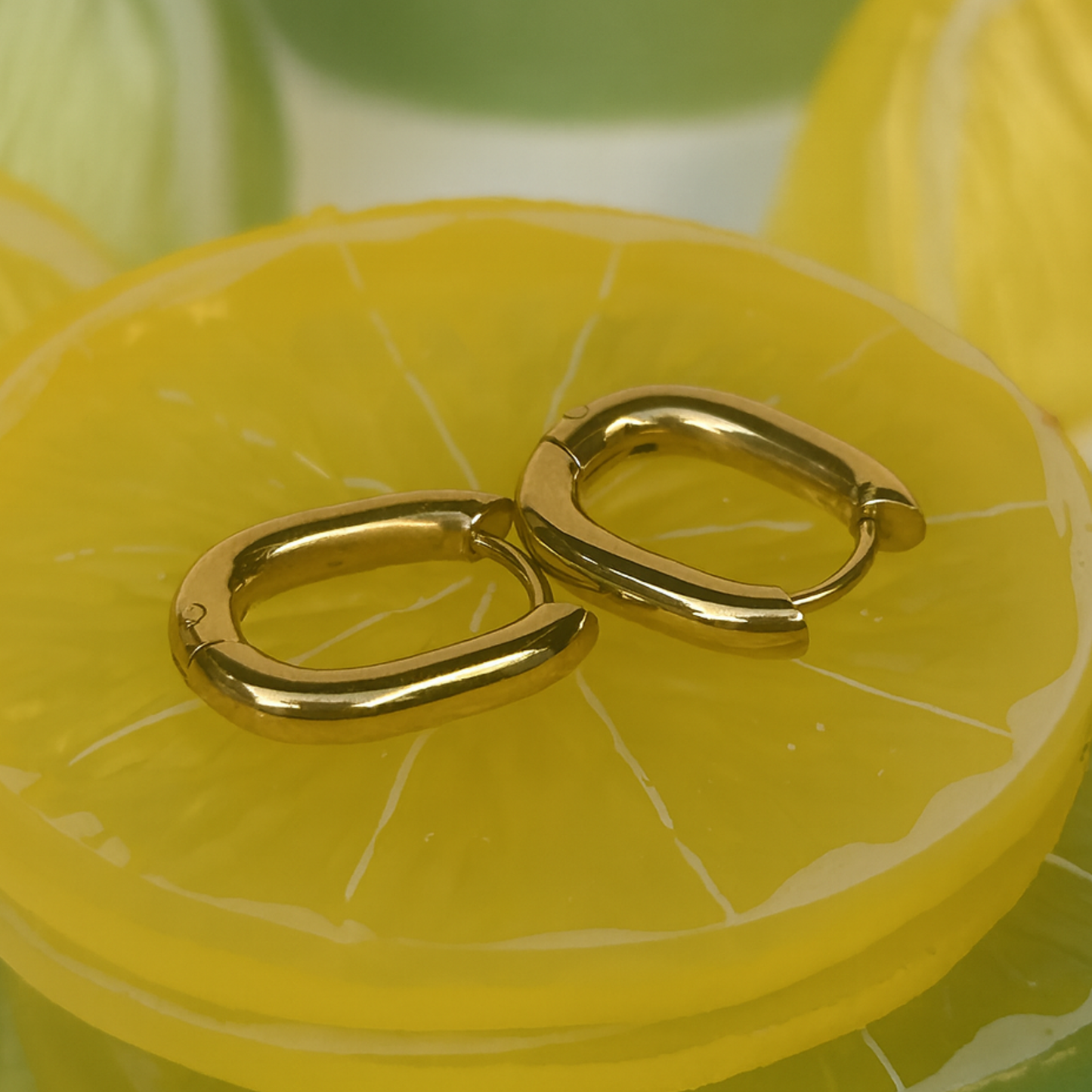 11mm Chunky oval hoops - Gold