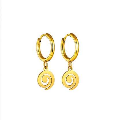 8mm Dangled twirl hoops - Gold
