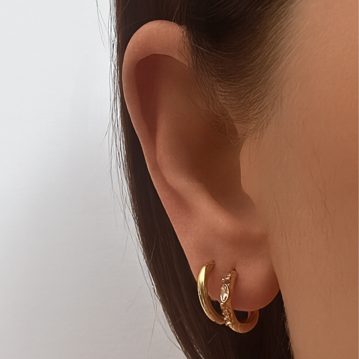 10mm spiked marquise diamond style hoops - Gold