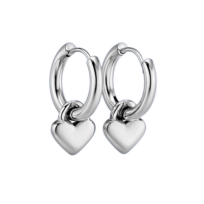 Chunky heart hoops - Silver