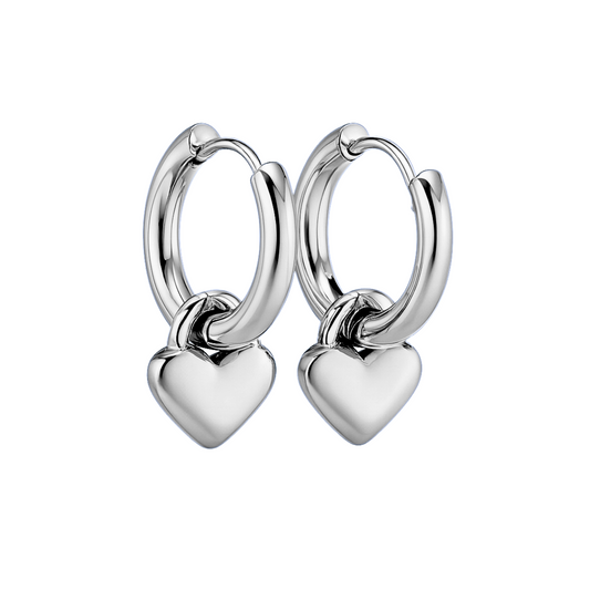 Chunky heart hoops - Silver