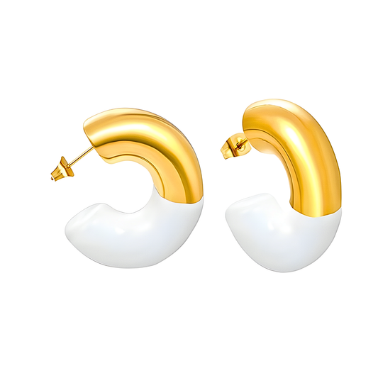 Oversized white dipped hoops - Gold