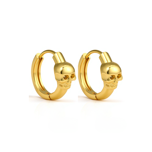 10mm skull hoops - Gold