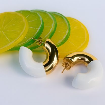 Oversized black dipped hoops - Gold