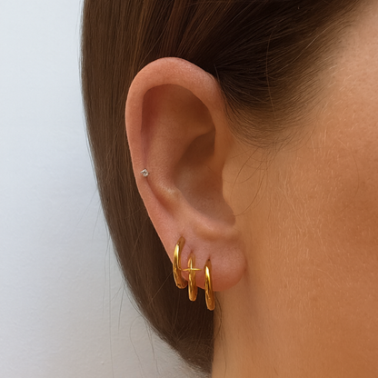 10mm single spike hoops - Gold