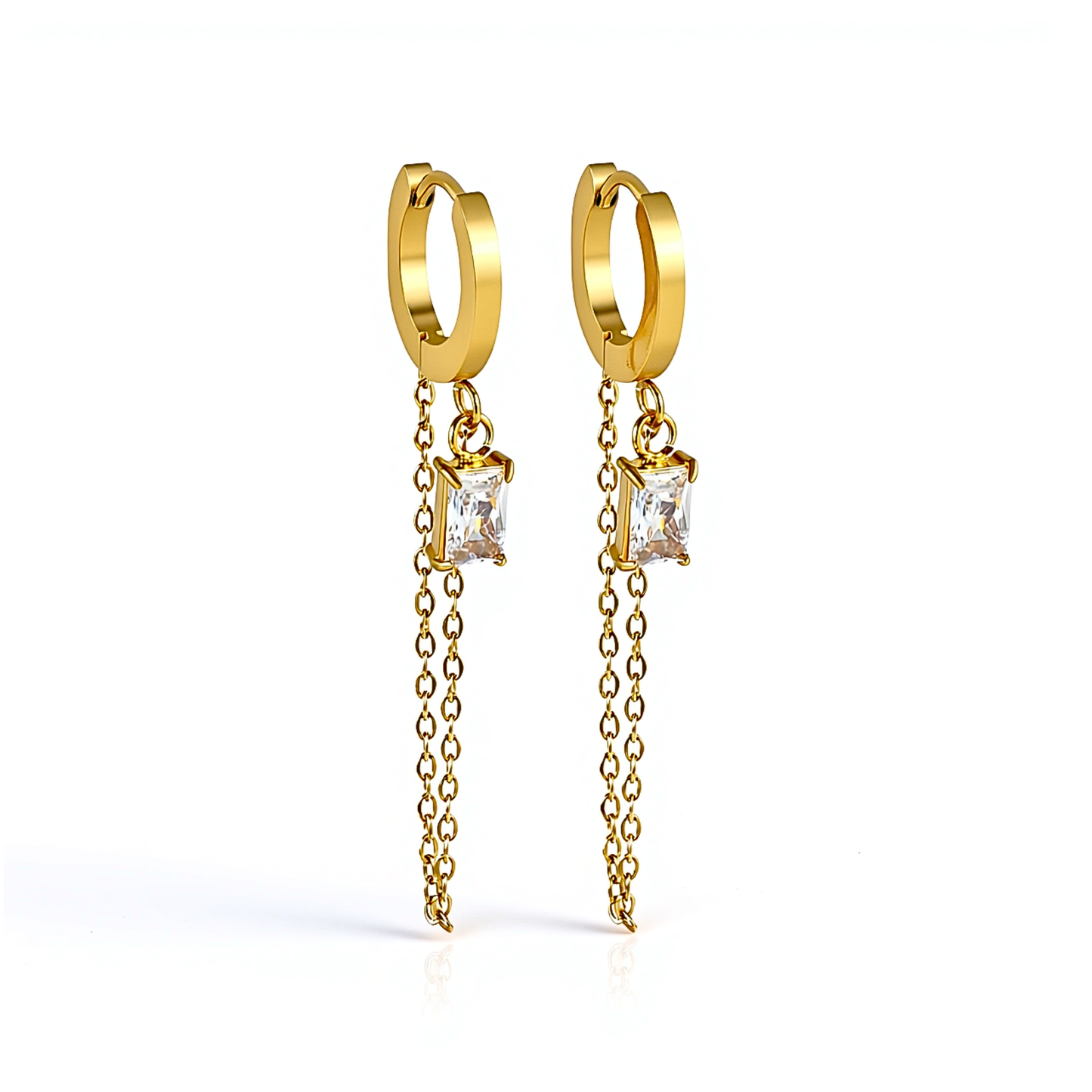 10mm sparkled chain hoops - Gold